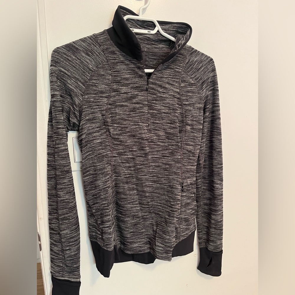 Grey & Black Lululemon Quarter Zip Sweater